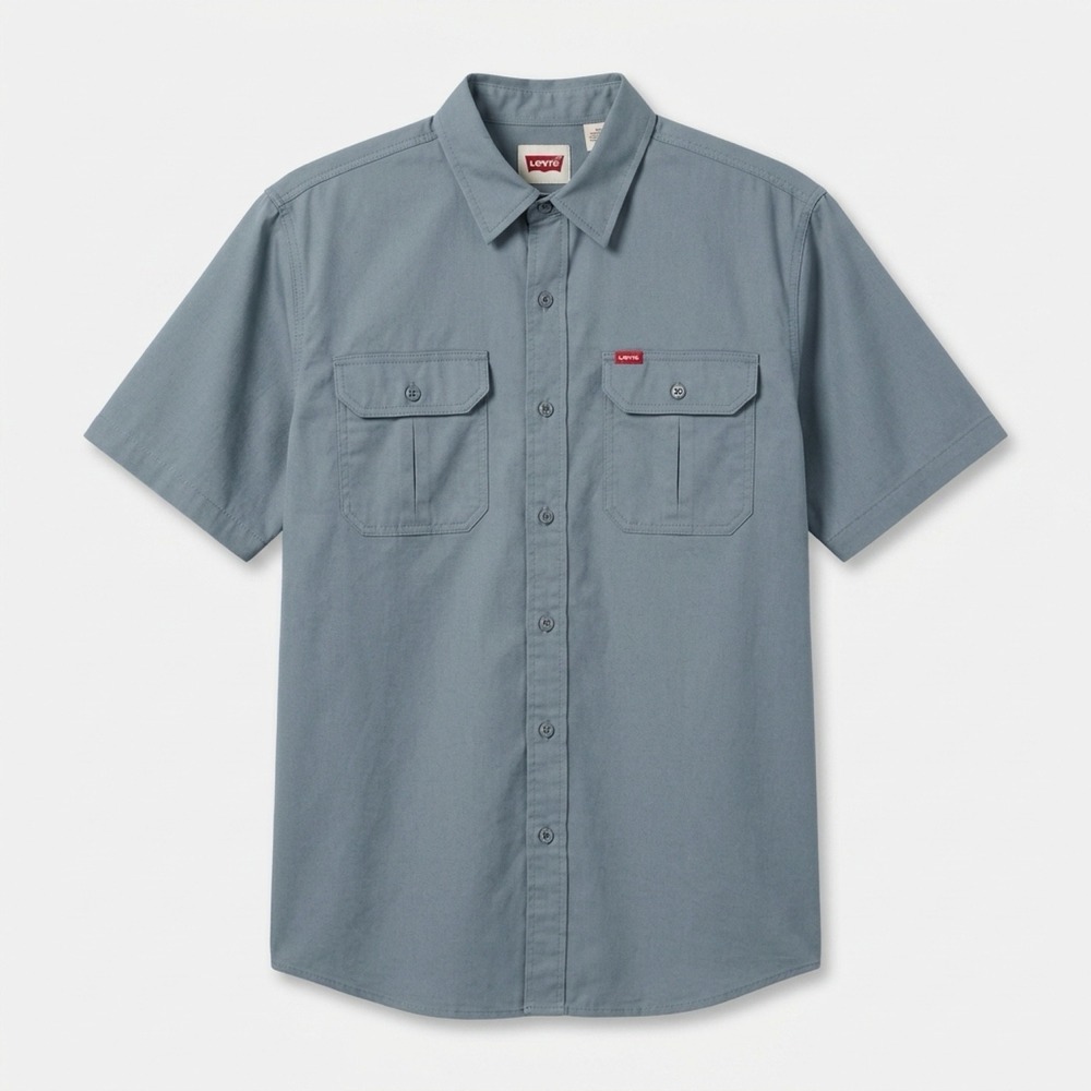 Wrangler Mens Blue Gray Short Sleeve Button Down Shirt XL 112351764